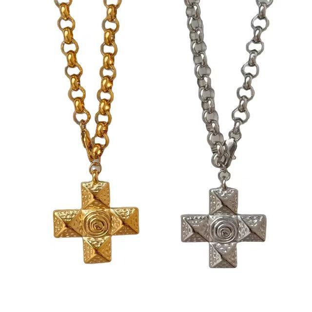 Titanium Steel Clavicle Chain 18K Gold Plated Cross