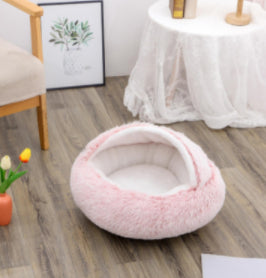 Cama 2 en 1 para perros y gatos, cama de invierno para mascotas, cama redonda de felpa cálida, cama suave y larga para mascotas