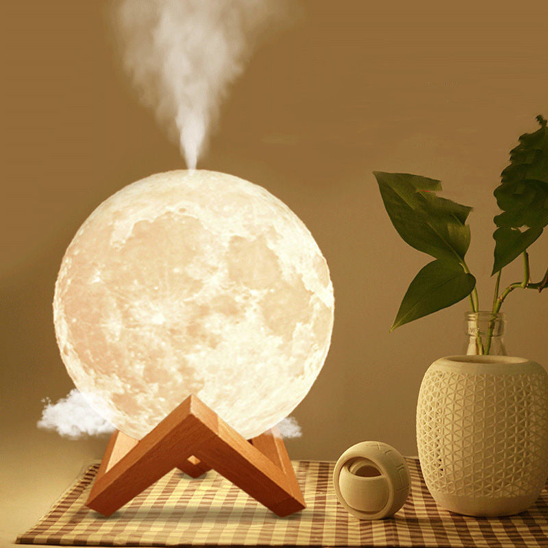 Humidificador Lunar, luz nocturna, aromaterapia para el hogar, pulverizador hidratante para dormitorio, mesita de noche, regalo creativo silencioso