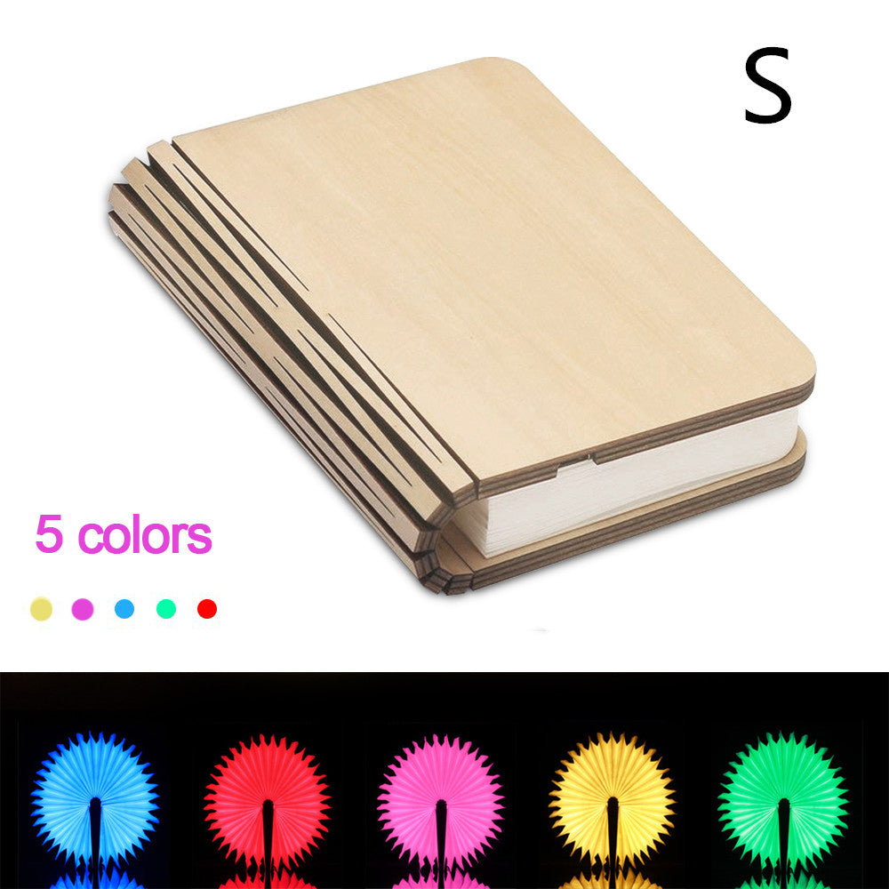 Luz de libro LED giratoria y plegable con veta de madera