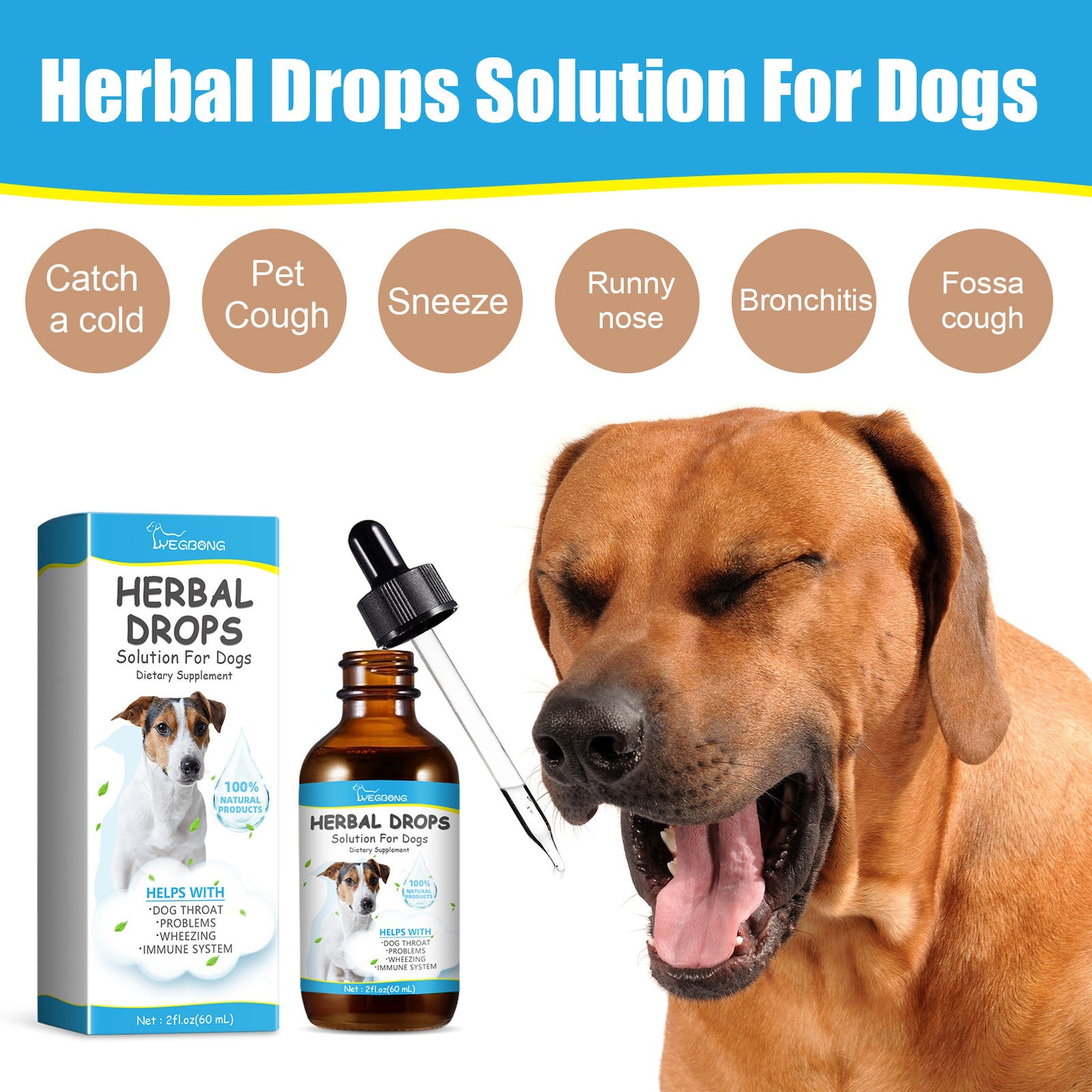 Pet Cough Herbal Drops Relieve Pet Physical Discomfort Cough Runny Nose