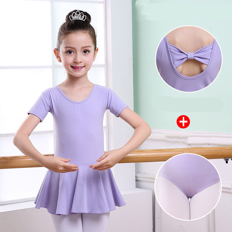 Ropa de baile para niños, ropa de práctica para niñas, tutú de manga corta para niñas