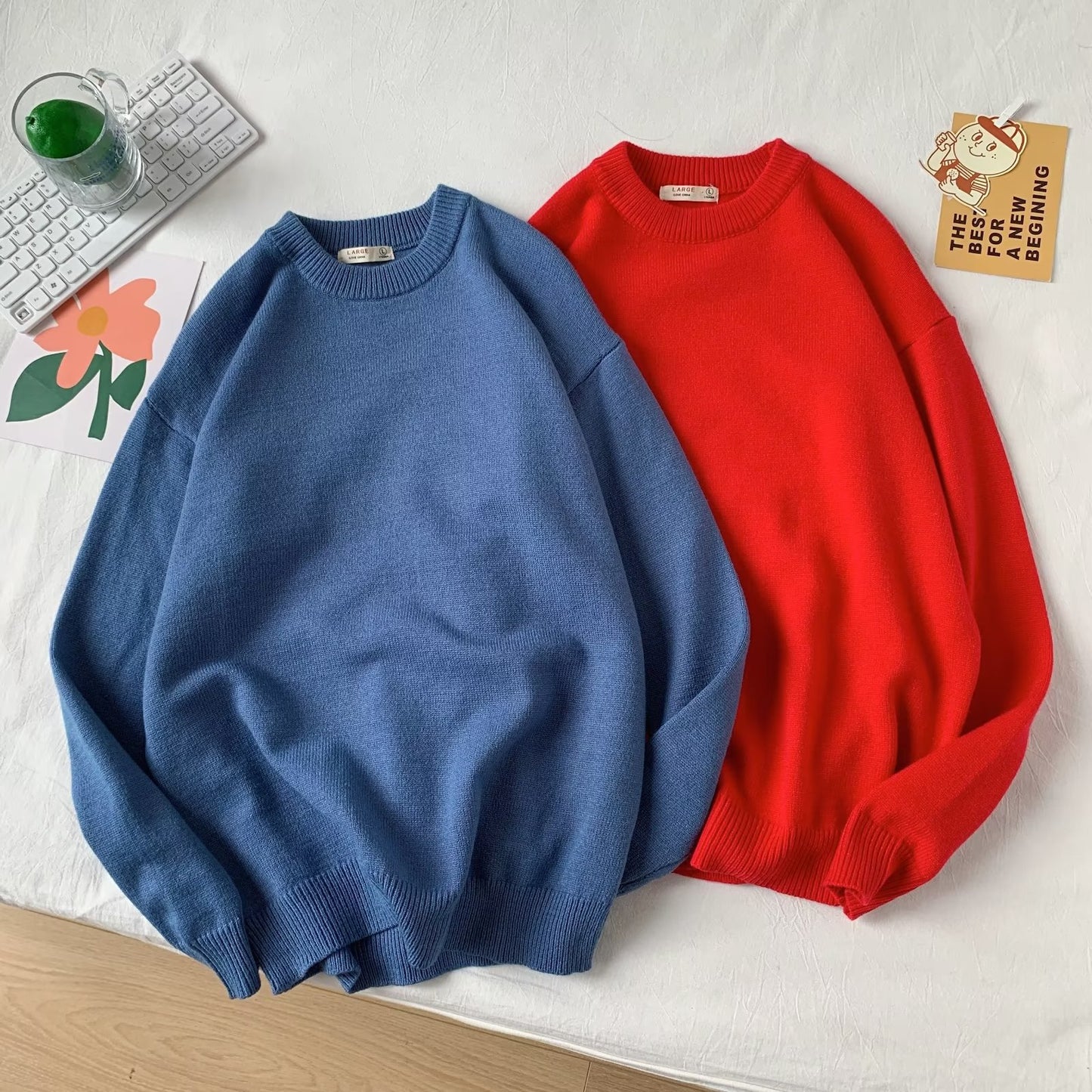 Round Neck All-matching Men's Loose Casual Sweater