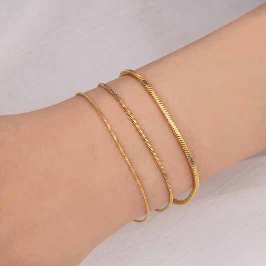 Titanium Steel Gold-plated Square Snake Chain Bracelet For Women