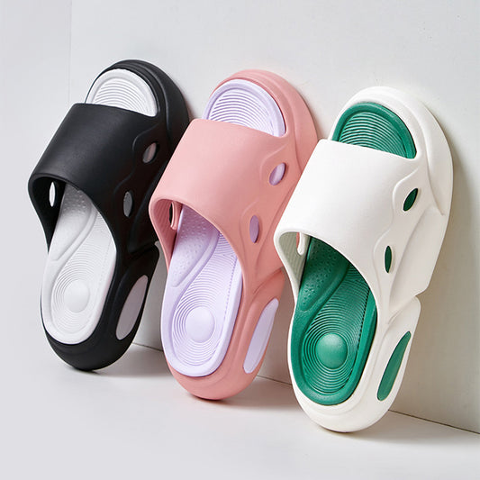 Zapatillas de dos colores para mujer, zapatos de casa de suelo interior de suela gruesa para parejas, zapatos de playa de ocio al aire libre de verano para mujer y hombre