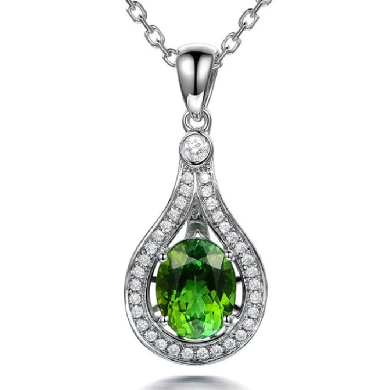 Fashion Emerald Oval Clavicle Chain