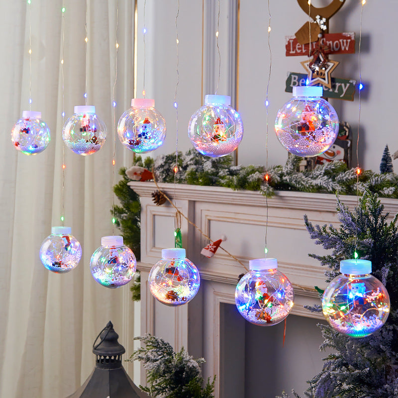 10 件装 LED 圣诞窗帘灯仙女雪人许愿球灯串圣诞橱窗装饰圣诞灯室