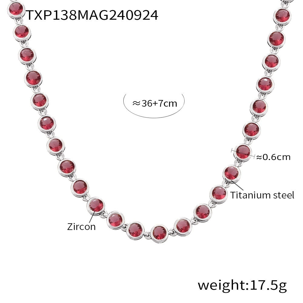 Titanium Steel Zircon Mixed Color Bracelet Vacuum Electroplating Non-fading Necklace