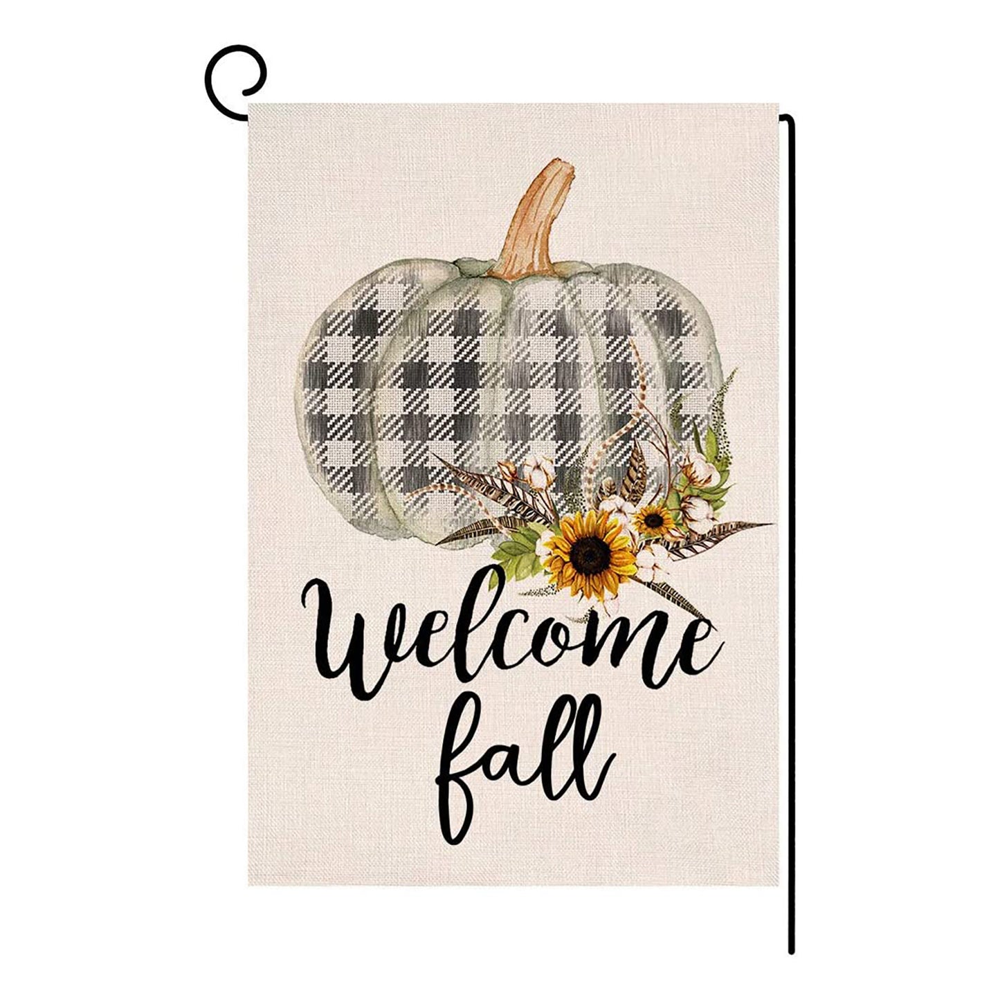 Autumn Thanksgiving Yard Decoration Linen Garden Banner Pumpkin Maple Leaf Pattern Printing Decoration