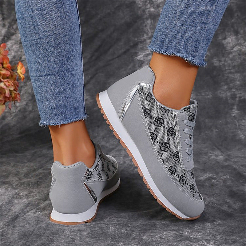 Zapatillas con cordones con estampado de flores, moda informal, ligeras, transpirables, para caminar, correr, zapatos deportivos, pisos para mujer