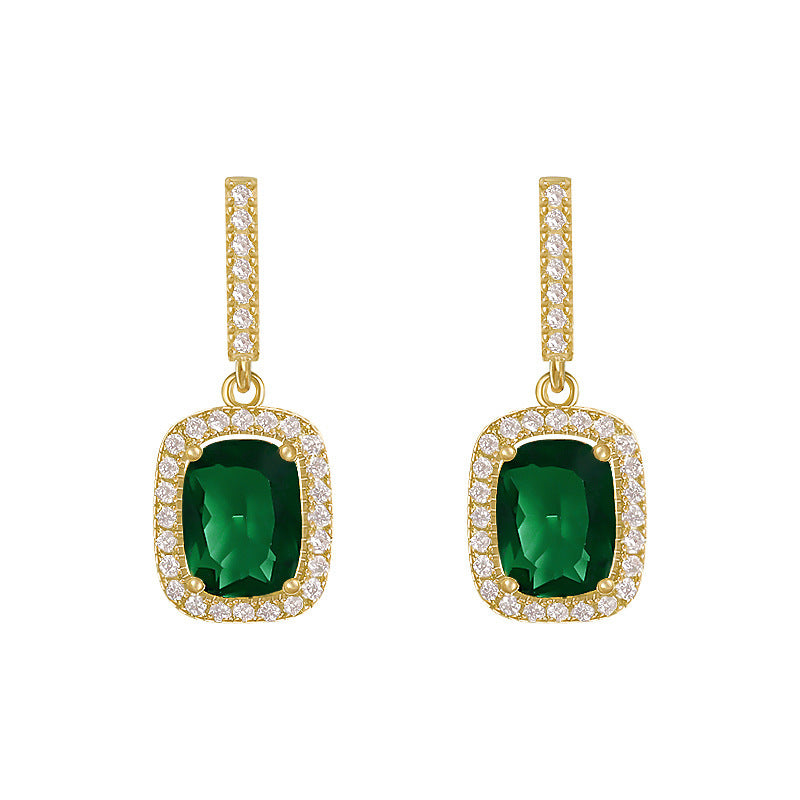 Small Emerald Simple Retro Earrings