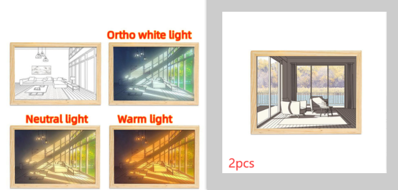 Imagen iluminada LED luz decorativa pintura cabecera imagen estilo creativo moderno simular sol dibujo noche luz regalo