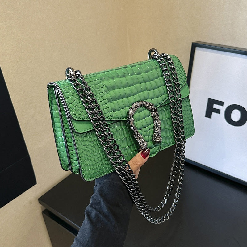 Bolso cuadrado pequeño cruzado con hombro para mujer con cadena de moda