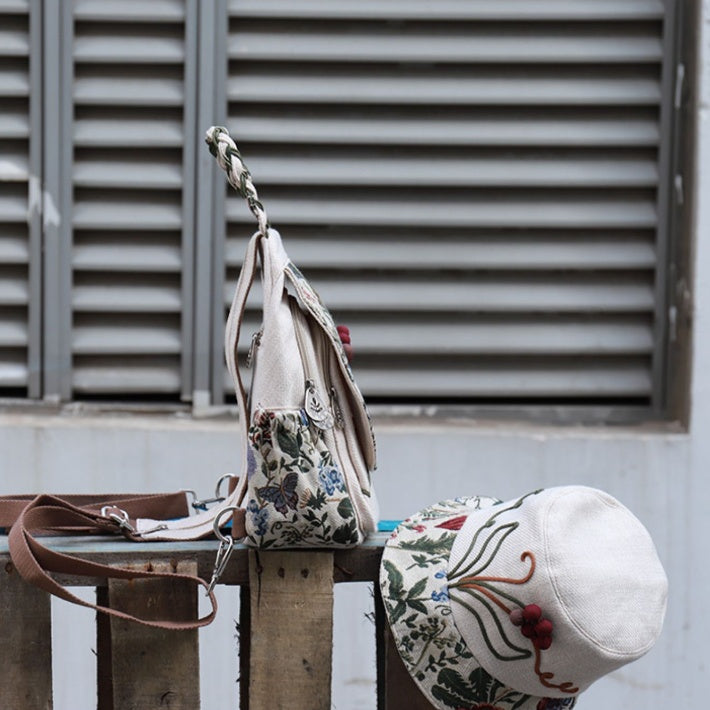 Mochila Vintage tejida, bolsa de lona artística de ocio