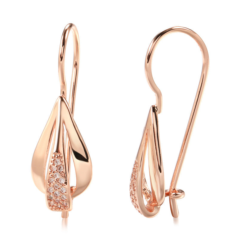 Fashion Personality Diamond Rose Gold Earrings