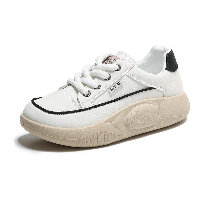 Zapatos blancos Zapatos casuales transpirables para estudiantes de cuero para mujer