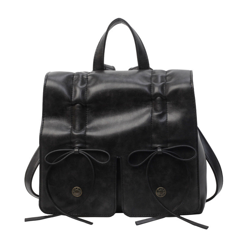 Spring Popular Fashion Bowknot Soft Leather Cute Large Capacity Versatile Commuter Hand-carrying Bag