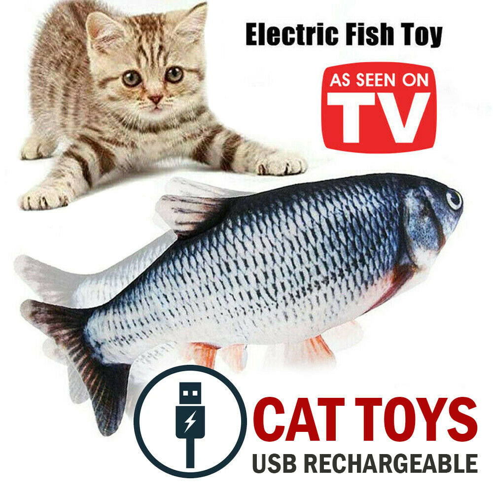 Juguete eléctrico para gatos y peces, juguete interactivo realista para gatitos que saltan y bailan