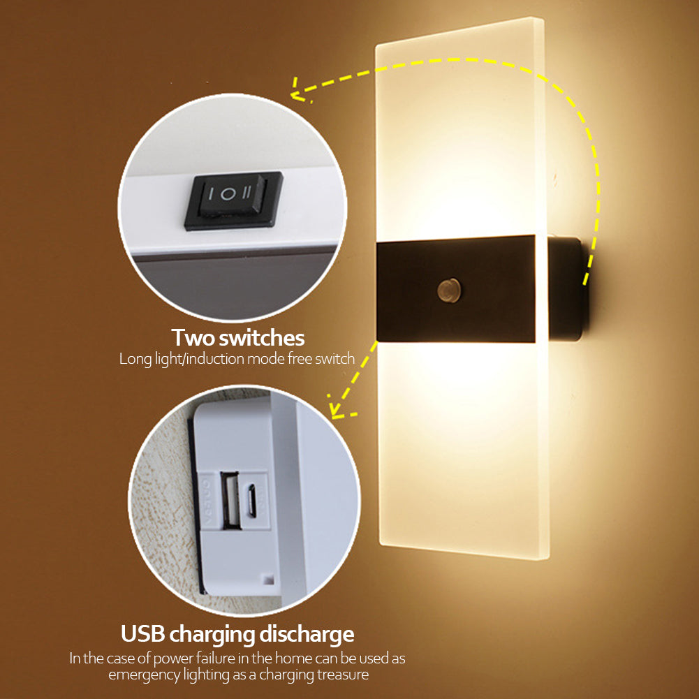 Lámpara de pared de carga USB con sensor interior