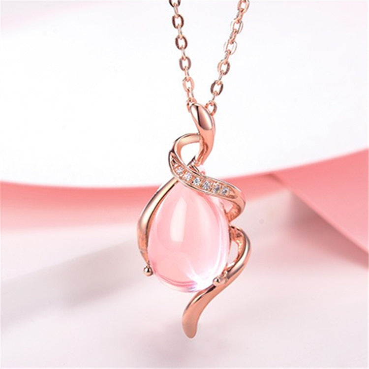 Silver Rose Gold Necklace Female Crystal Heart-shaped