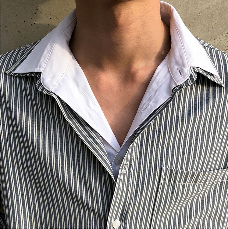 Men's Casual Jacket Striped Shirt