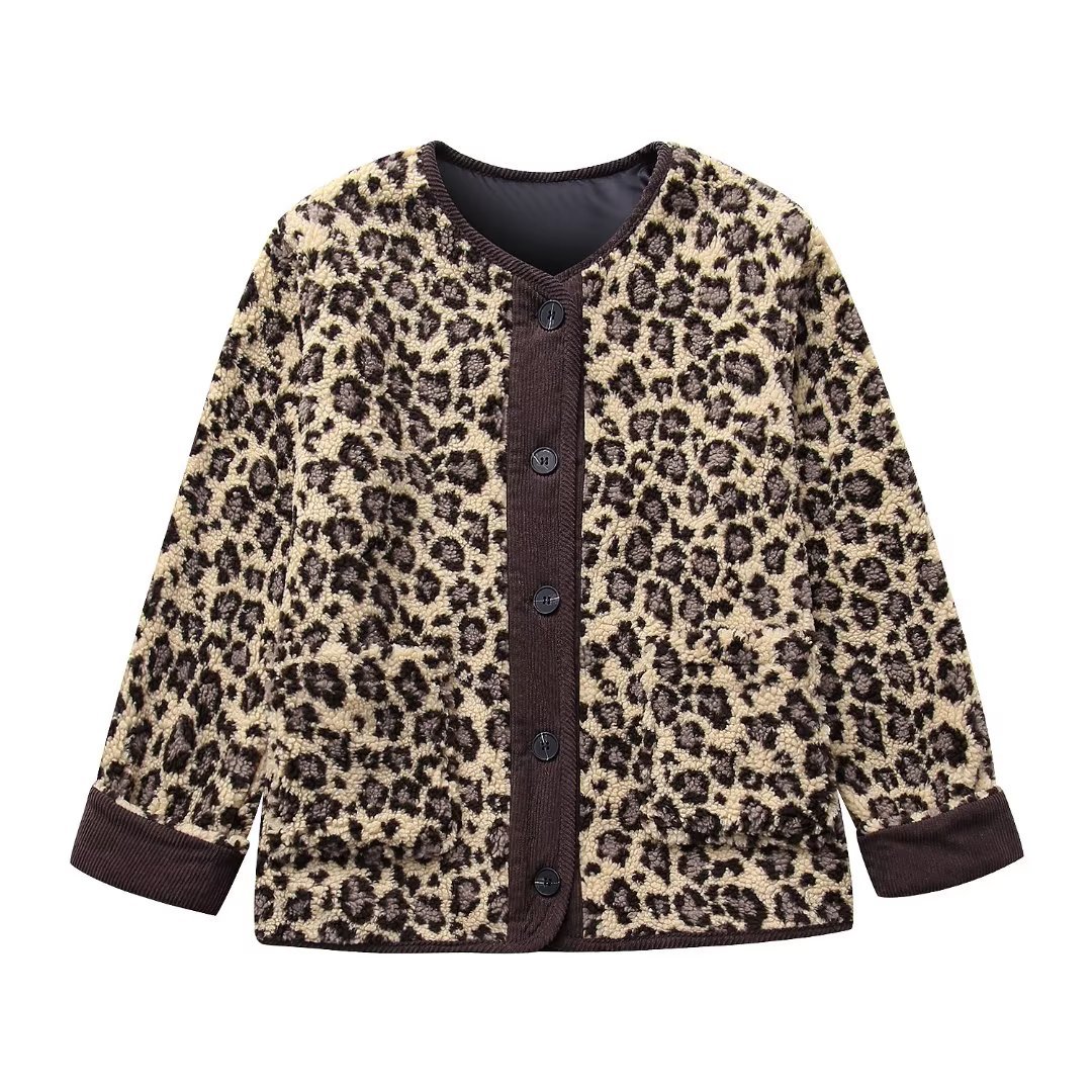 Women's Winter Leopard Print Casual Loose Jacket