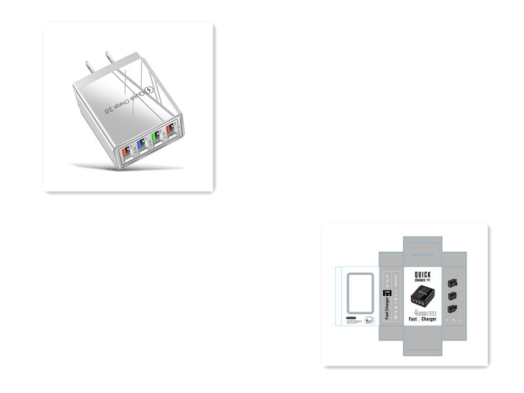 USB 充电器快速充电 3.0 4 手机适配器适用于平板电脑便携式壁式移动充电器快速充电器