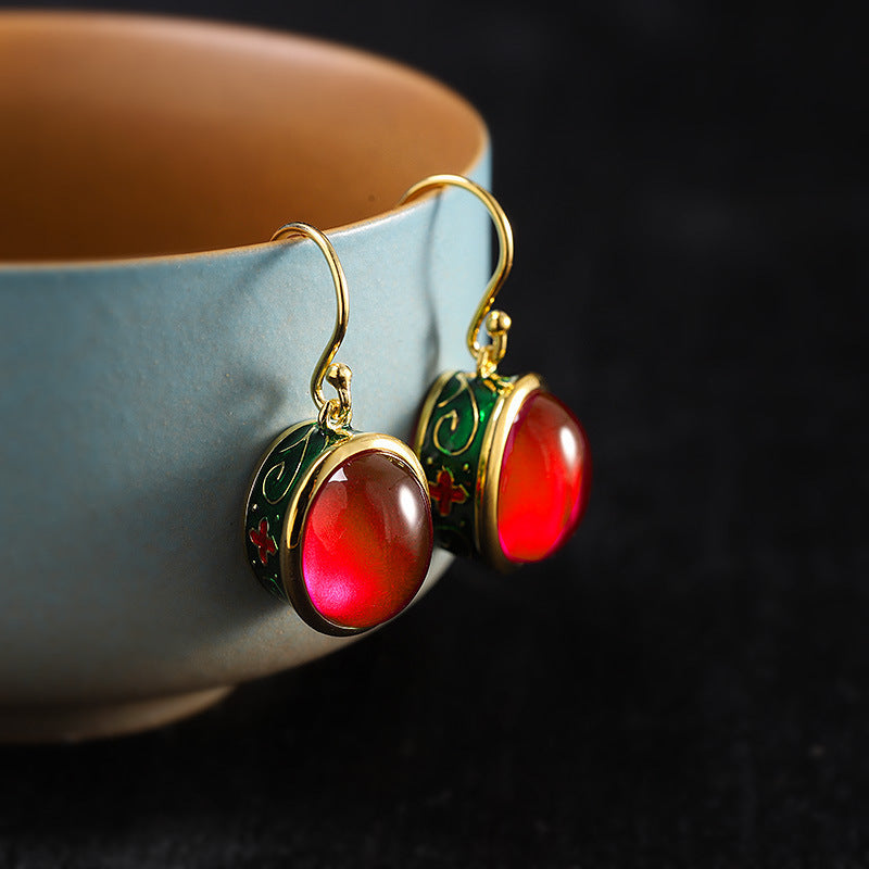 Sterling Silver Gilding Ruby Earrings