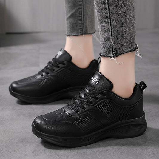 Pure Black Sneakers Women's Autumn