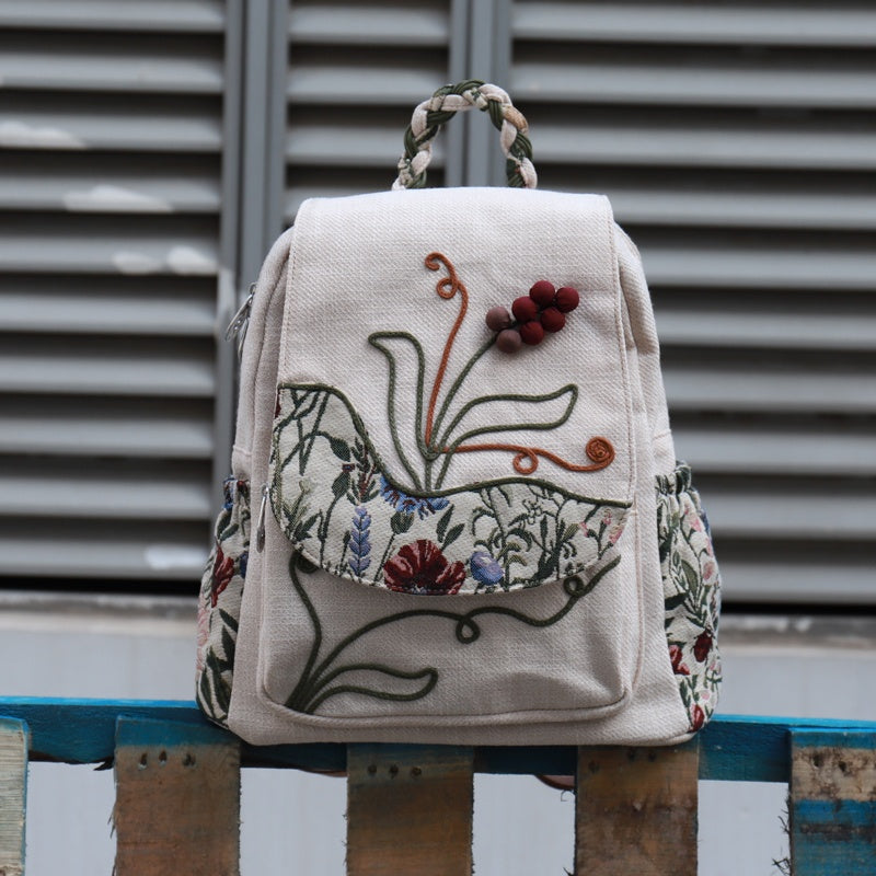 Mochila Vintage tejida, bolsa de lona artística de ocio