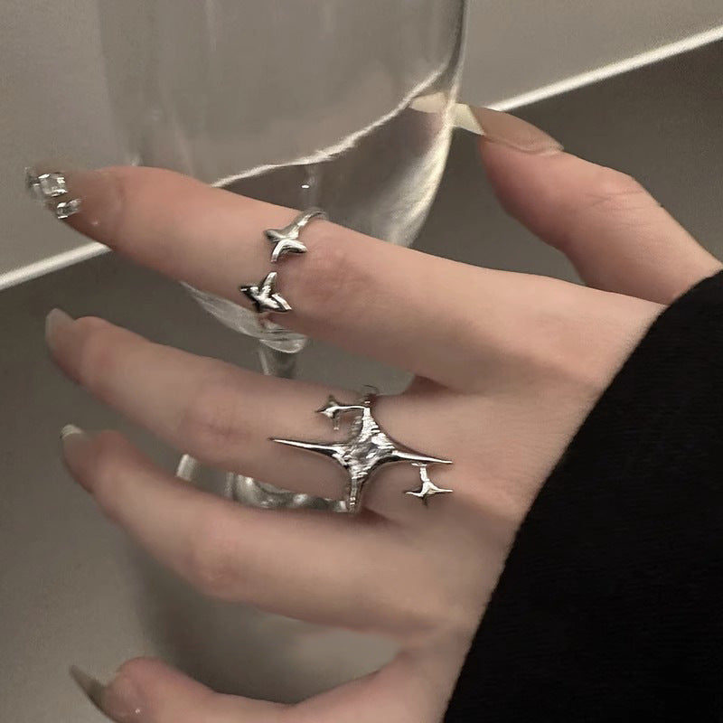 Anillo de estrellas de ocho puntas con circonita personalizada a la moda para mujer