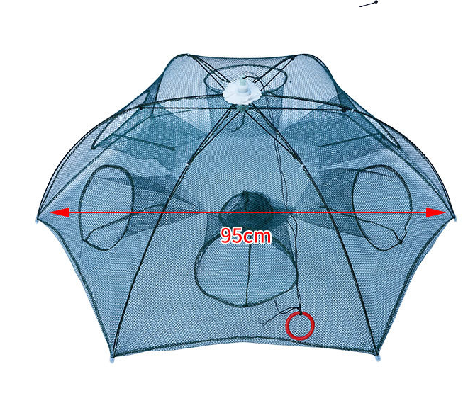 Red de pesca automática reforzada con 4-20 agujeros, jaula para camarones, trampa plegable de nailon para peces, red fundida, trampa plegable para cangrejos, red de pesca