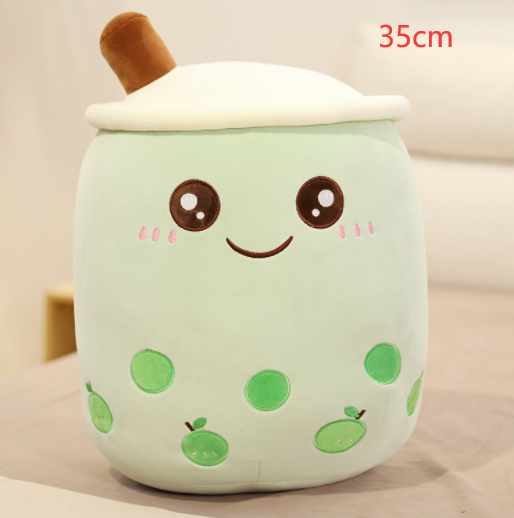 Bonita bebida de frutas de peluche, suave fresa, té de la leche, juguete de taza de té Boba, almohada de té de burbujas, cojín, regalo para niños