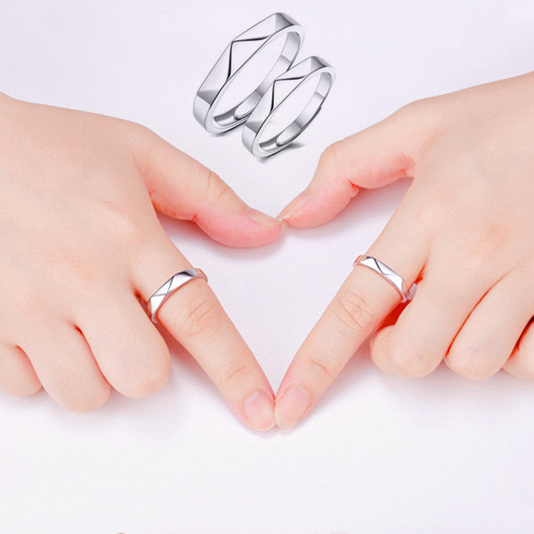 Diamond Horn Couple Ring Simple Smooth Diamond Ring Jewelry