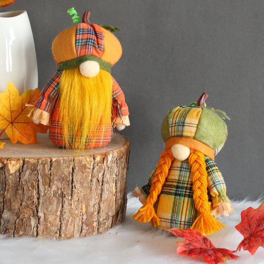 Thanksgiving Day Pumpkin Hat Faceless Doll Harvest Festival Rudolf Show Window Decorations