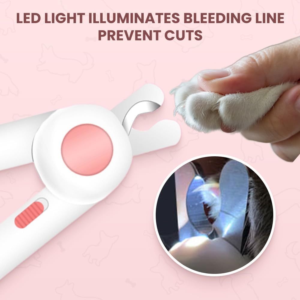 LED Pet Nail Clipper Cat Nail Clipper With Light Led Pet Nail Clippers For Cats Dogs Trim Your Pets Nails Easy And Pain-Free Grooming Tool Pet Nail Clippers