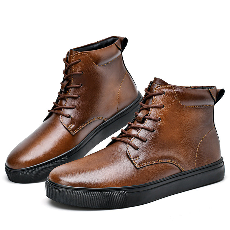 Botas Martens planas informales de piel de vaca para hombre, zapato de tabla alto de talla grande