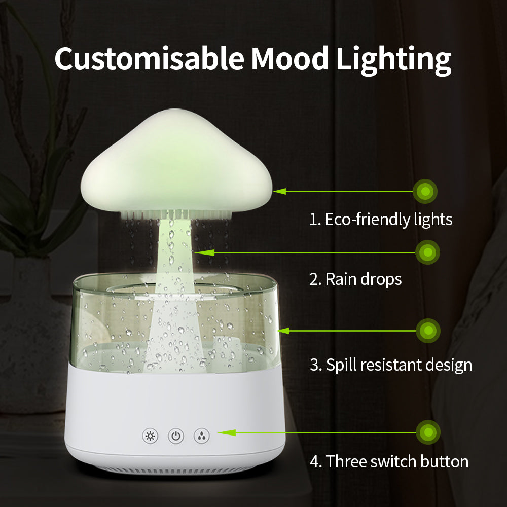 New Arrival Rain Cloud Humidifier Rain Drip Aromatherapy Essential Oil Air Diffuser 450ml 7 Colors Mushroom Humidifier