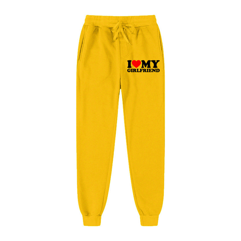 I LOVE MY GIRLFRIEND Letter Print Casual Sweatpants