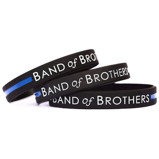 Thin Blue Line With Band Of Brothers Silicone Bracelet