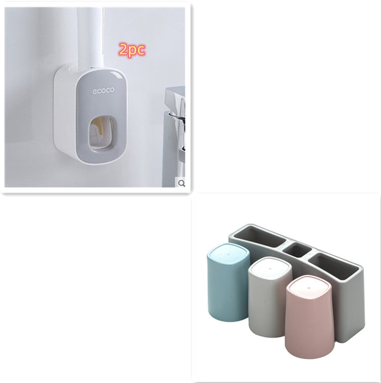 Dispensador de juego de accesorios de baño con soporte automático de pasta de dientes montado en la pared