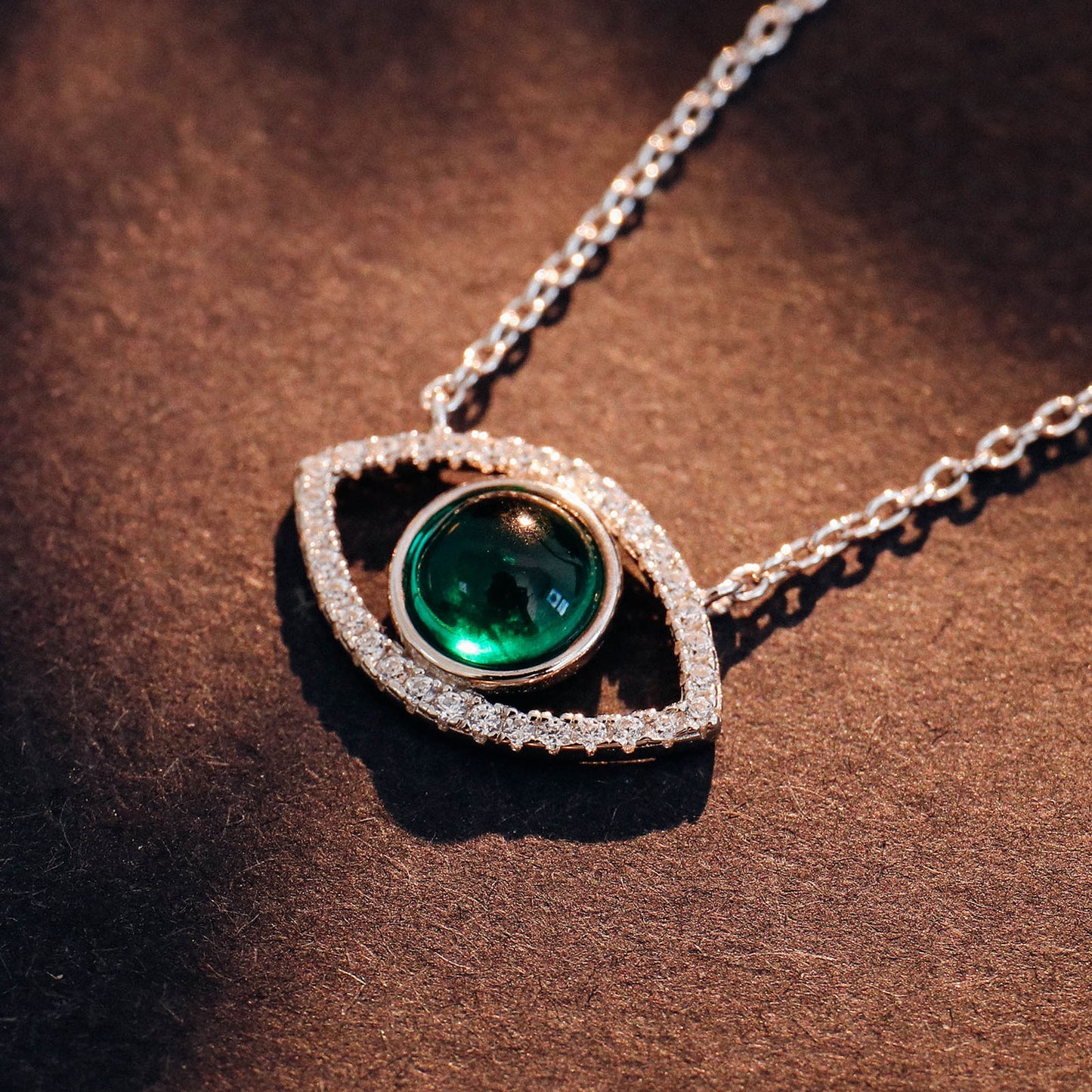 Eye Pendant Emerald Necklace Female