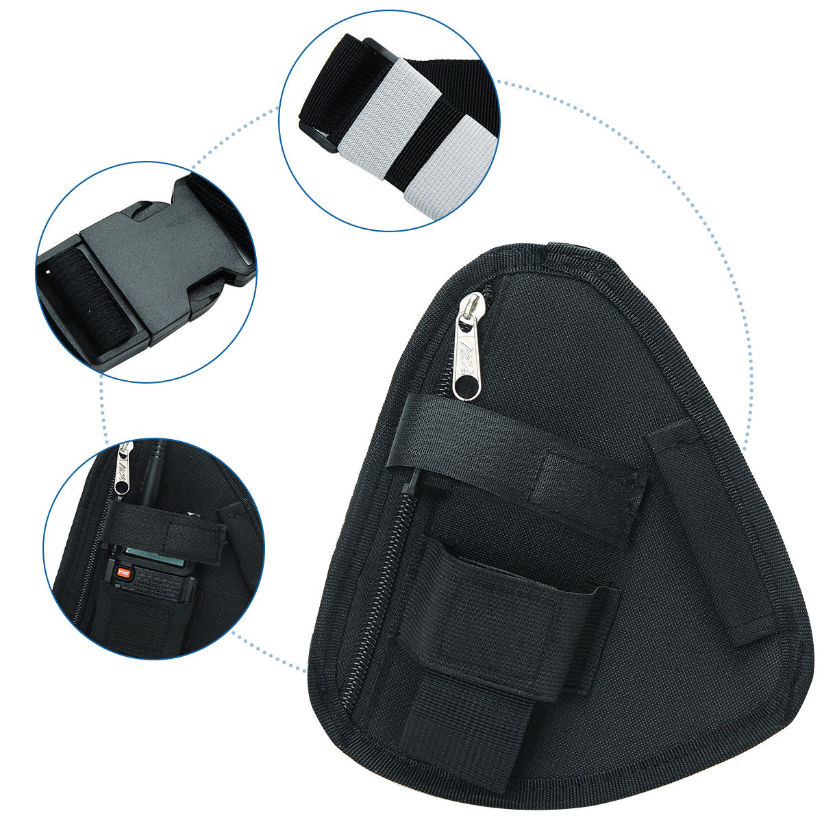 Walkie-Talkie Mochila Triangular Negra Multifuncional Portátil