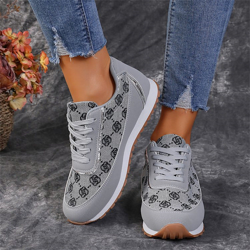 Zapatillas con cordones con estampado de flores, moda informal, ligeras, transpirables, para caminar, correr, zapatos deportivos, pisos para mujer