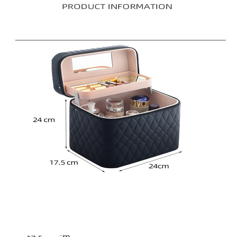 Caja de almacenamiento de cosméticos portátil de estilo coreano de gran capacidad, estuche de cosméticos para lavado de viaje