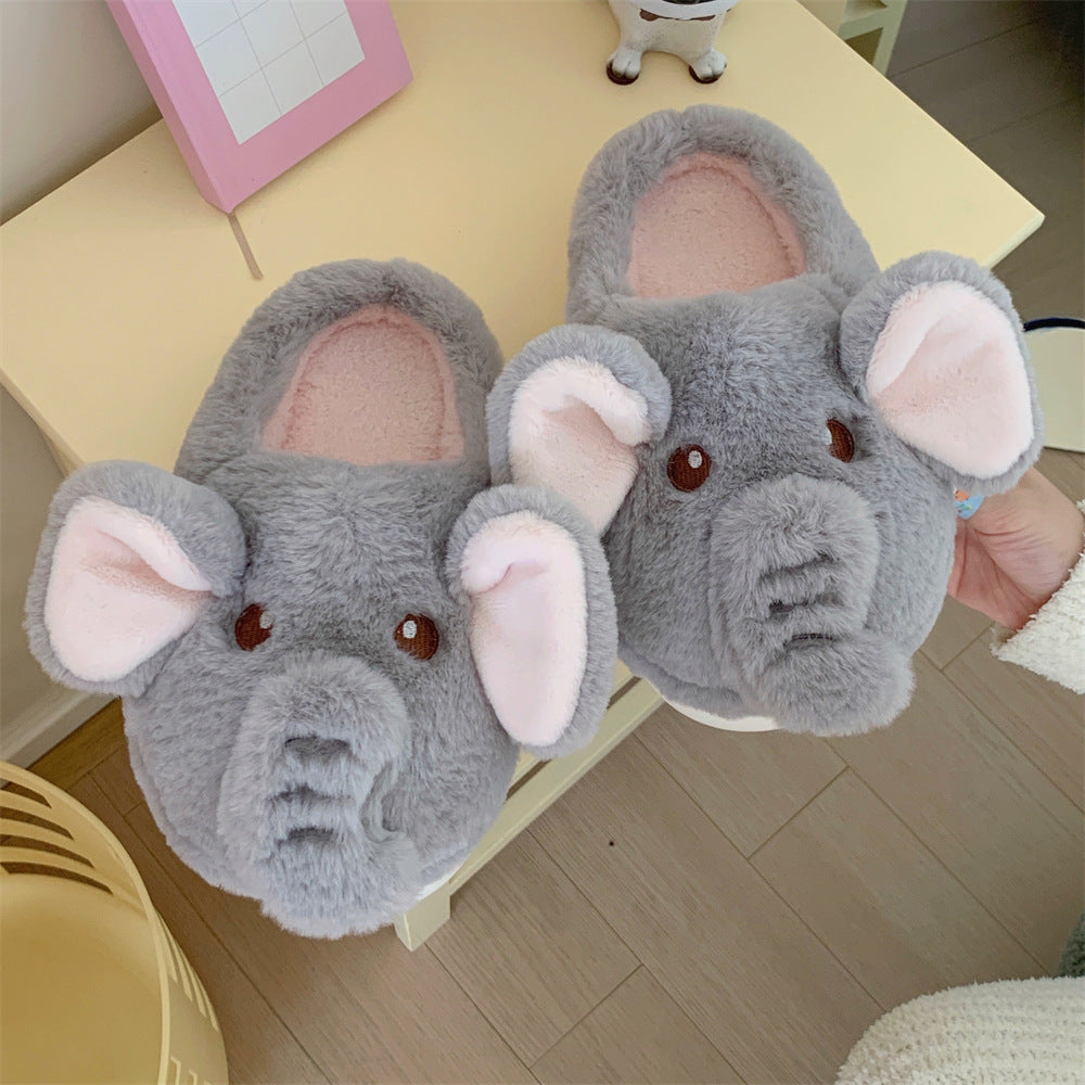 Plush Warm Indoor Cotton Shoes New Creative Three-dimensional Elephant Winter Baotou Cotton Slippers