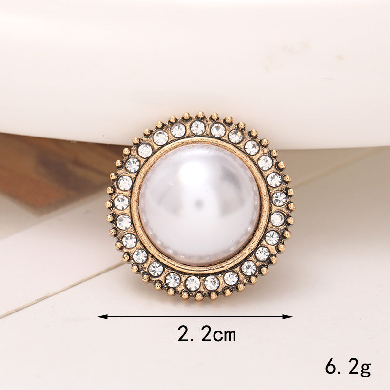 Jeans Button Hole Shoes Diy Accessories Bright Crystal Classic Style Ornament Accessories Upper Pearl Flower