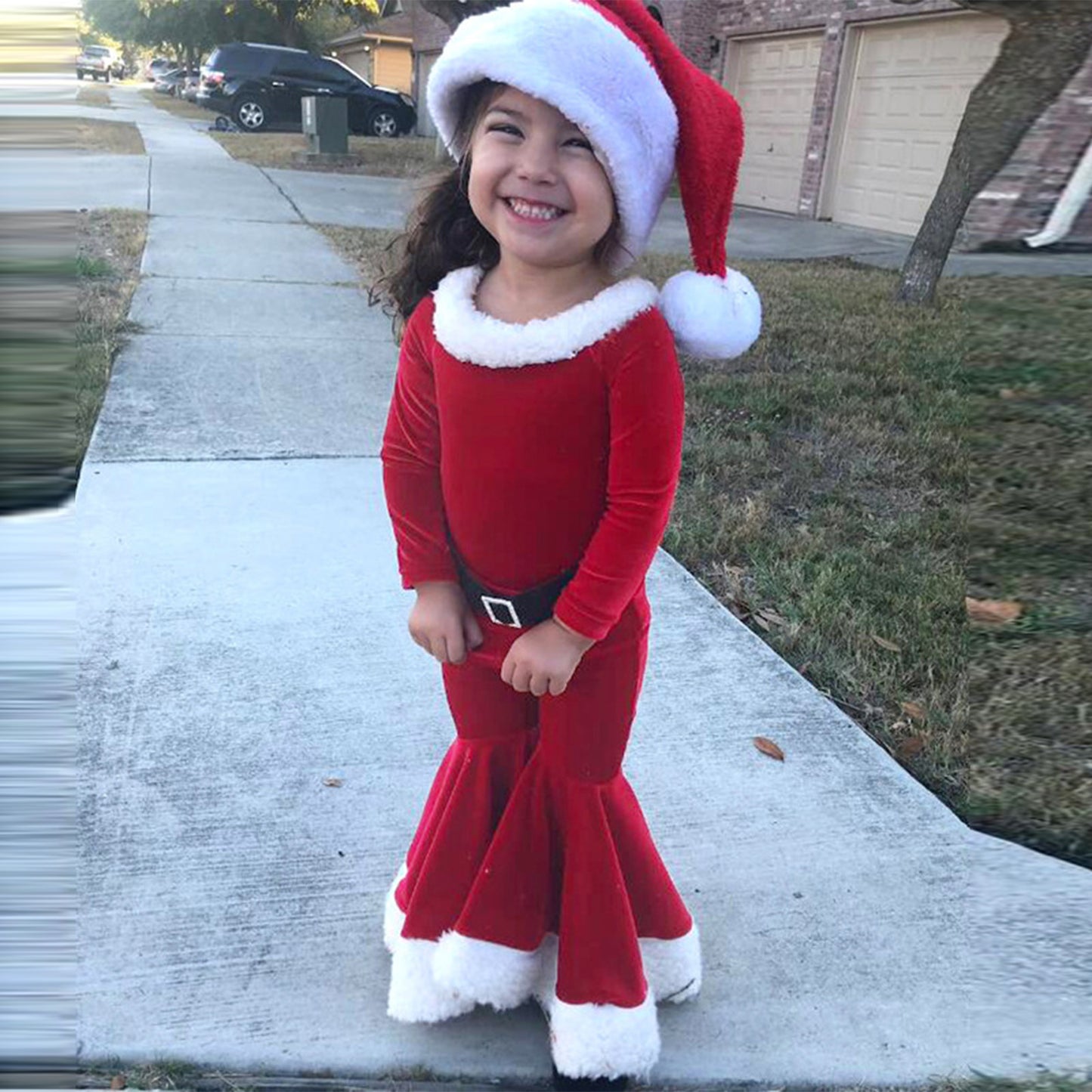 Invierno Navidad camisa de manga larga Bell Bottoms sombrero ropa de tres piezas para niños