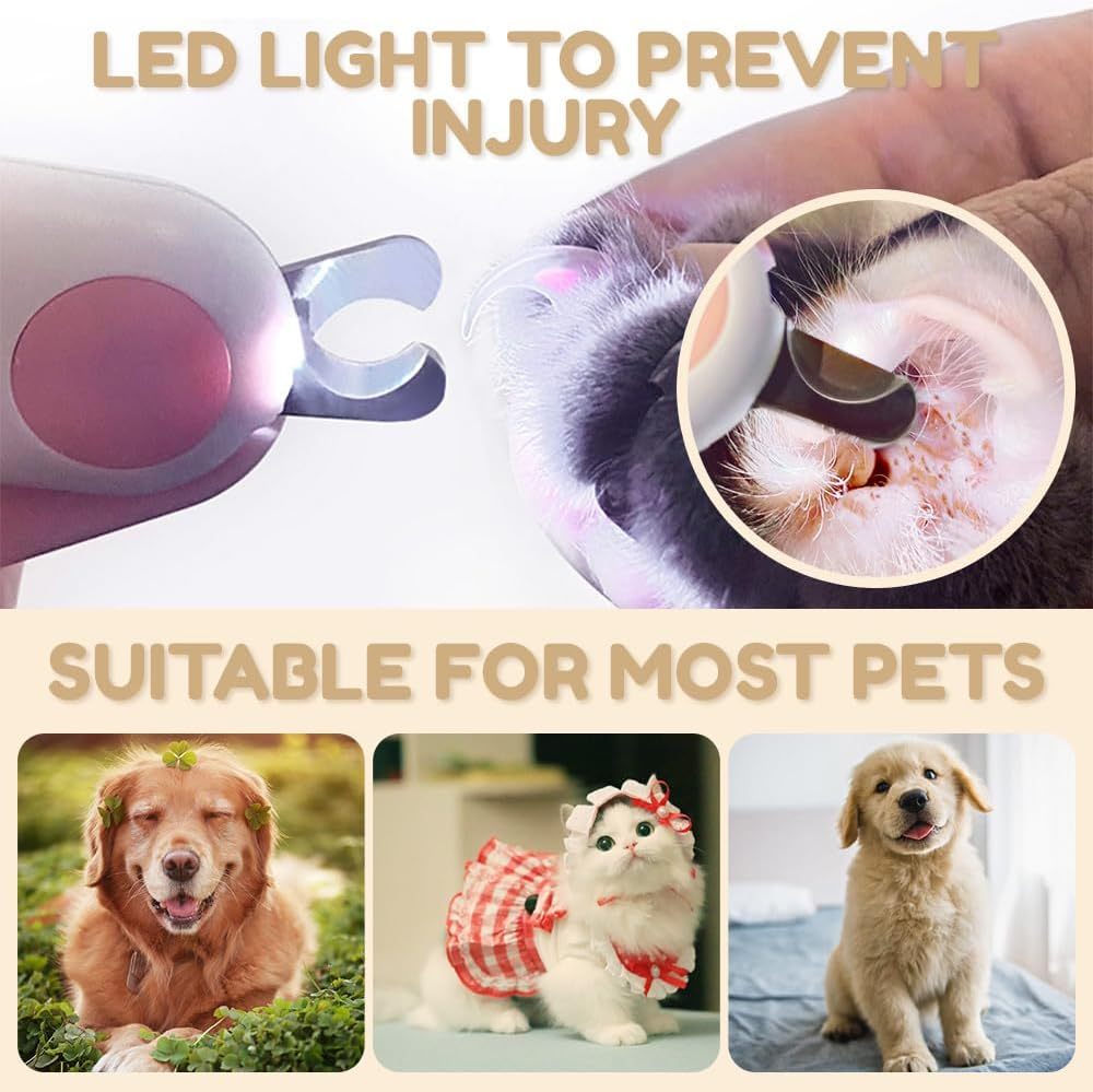 LED Pet Nail Clipper Cat Nail Clipper With Light Led Pet Nail Clippers For Cats Dogs Trim Your Pets Nails Easy And Pain-Free Grooming Tool Pet Nail Clippers