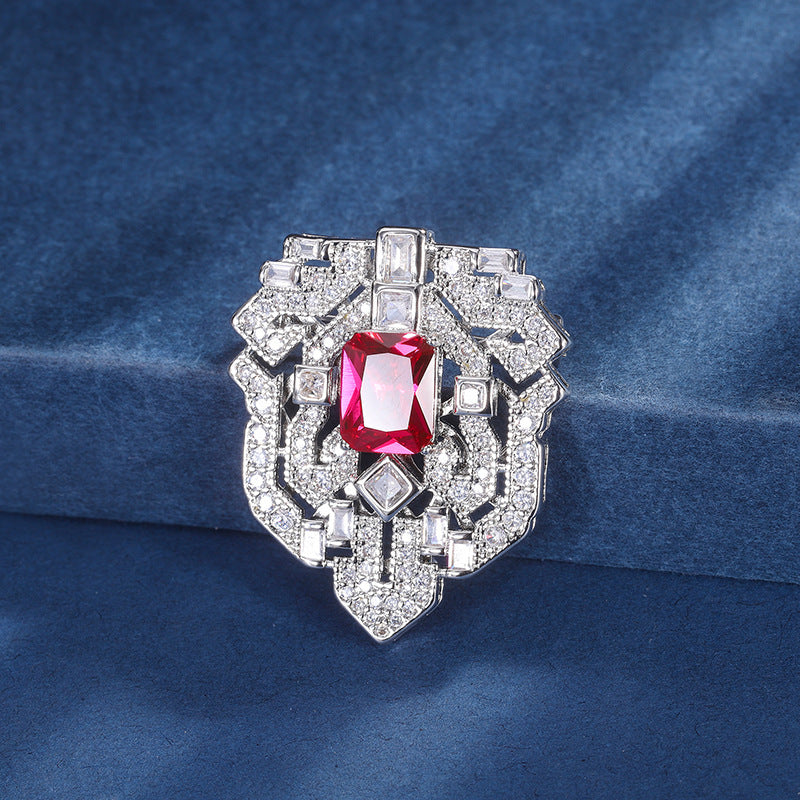 Fashion Emerald Red Corundum Brooch